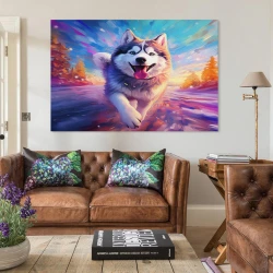 Husky Peinture sur toile sans cadre, impressions posters art mural pour déco maison chambre bureau
