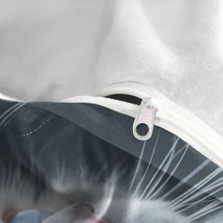 Cute Blue Eyed Chat Housse de Couette Imprimée 3D Douce 3 Pièces Literie Garçons Filles