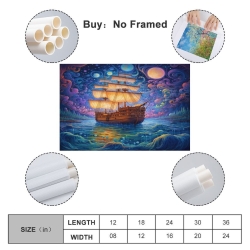 Voilier Peinture sur toile sans cadre, impressions posters art mural pour déco maison chambre bureau