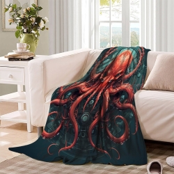 Mythe de l'horreur Cthulhu Plaid en Polaire Imprimé 3D Couverture Douce Confortable pour Canapé Lit Bureau