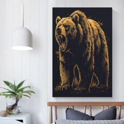 Oso pardo Pintura en lienzo sin marco, impresiones de pósters arte pared para decoración hogar dormitorio oficina