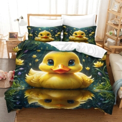 Canard Housse de Couette Imprimée 3D Douce 3 Pièces Literie Garçons Filles