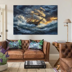 Voilier Peinture sur toile sans cadre, impressions posters art mural pour déco maison chambre bureau