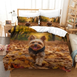 Yorkshire Terrier Housse de Couette Imprimée 3D Douce 3 Pièces Literie Garçons Filles