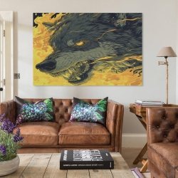 Loup Peinture sur toile sans cadre, impressions posters art mural pour déco maison chambre bureau