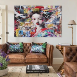 Art graffiti japonais Peinture sur toile sans cadre, impressions posters art mural pour déco maison chambre bureau