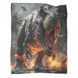 Dinosaure Plaid en Polaire Imprimé 3D Couverture Douce Confortable pour Canapé Lit Bureau
