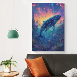 Baleine Peinture sur toile sans cadre, impressions posters art mural pour déco maison chambre bureau