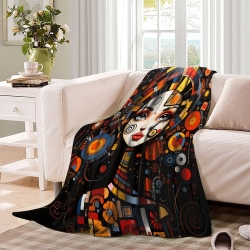 Art abstrait Femmes Plaid en Polaire Imprimé 3D Couverture Douce Confortable pour Canapé Lit Bureau