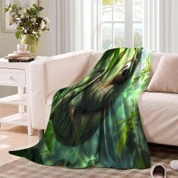 Paresseux Plaid en Polaire Imprimé 3D Couverture Douce Confortable pour Canapé Lit Bureau