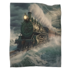 Train à vapeur Plaid en Polaire Imprimé 3D Couverture Douce Confortable pour Canapé Lit Bureau