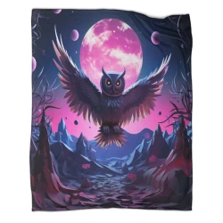 Hibou Plaid en Polaire Imprimé 3D Couverture Douce Confortable pour Canapé Lit Bureau