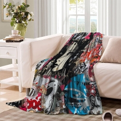 Art graffiti japonais Plaid en Polaire Imprimé 3D Couverture Douce Confortable pour Canapé Lit Bureau