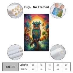 Hibou Peinture sur toile sans cadre, impressions posters art mural pour déco maison chambre bureau