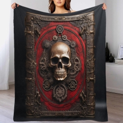 Calavera Manta de Forro Polar Impresa en 3D Suave y Acogedora para Sofá Cama Oficina