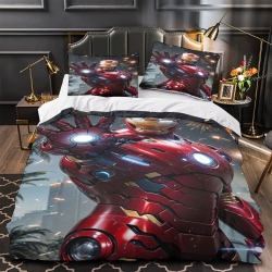 Avengers Iron Man 3D Gedruckter Bettbezug Weiche 3-teilige Bettwäsche für Jungen Mädchen