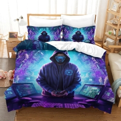 Hacker Housse de Couette Imprimée 3D Douce 3 Pièces Literie Garçons Filles