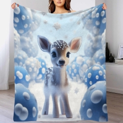 Cerf sika Plaid en Polaire Imprimé 3D Couverture Douce Confortable pour Canapé Lit Bureau