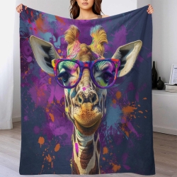 Girafe Plaid en Polaire Imprimé 3D Couverture Douce Confortable pour Canapé Lit Bureau