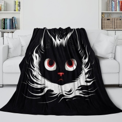 Chat Plaid en Polaire Imprimé 3D Couverture Douce Confortable pour Canapé Lit Bureau