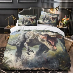 Dinosaure Housse de Couette Imprimée 3D Douce 3 Pièces Literie Garçons Filles
