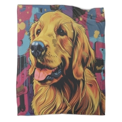Golden Retriever Plaid en Polaire Imprimé 3D Couverture Douce Confortable pour Canapé Lit Bureau