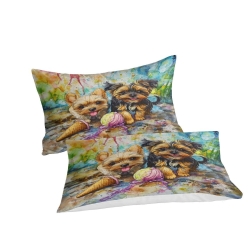 Yorkshire Terrier Housse de Couette Imprimée 3D Douce 3 Pièces Literie Garçons Filles