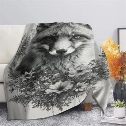 Renard Plaid en Polaire Imprimé 3D Couverture Douce Confortable pour Canapé Lit Bureau
