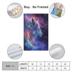 Colorful Loup Peinture sur toile sans cadre, impressions posters art mural pour déco maison chambre bureau