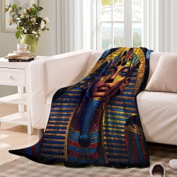 Egyptian Pharaoh 3D Printed Fleece Throw Blanket Soft Cozy Blanket for Couch Sofa Bed Office