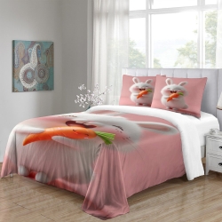 Lapin Housse de Couette Imprimée 3D Douce 3 Pièces Literie Garçons Filles