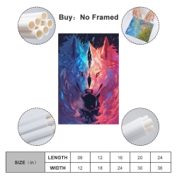 Loup Peinture sur toile sans cadre, impressions posters art mural pour déco maison chambre bureau