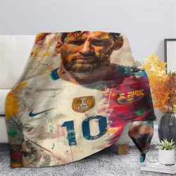 Lionel Messi Coperta in Pile Stampata 3D Morbida e Confortevole per Divano Letto Ufficio