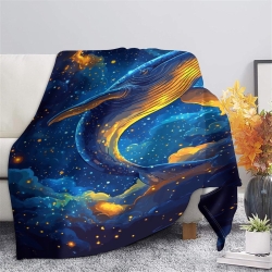 Baleine Plaid en Polaire Imprimé 3D Couverture Douce Confortable pour Canapé Lit Bureau