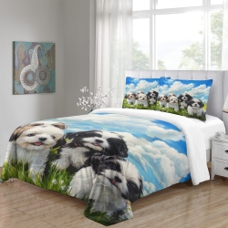 Shih Tzu Housse de Couette Imprimée 3D Douce 3 Pièces Literie Garçons Filles