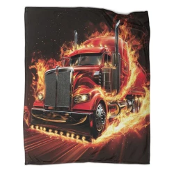 Gros camion Plaid en Polaire Imprimé 3D Couverture Douce Confortable pour Canapé Lit Bureau