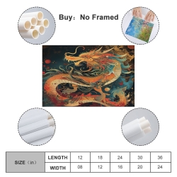 Dragon Unframed Canvas Painting, Wall Art Poster Prints for Home Bedroom Office Decoration
