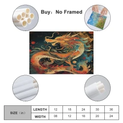 Dragon Peinture sur toile sans cadre, impressions posters art mural pour déco maison chambre bureau