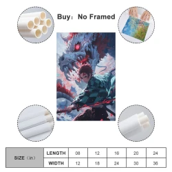 Tueur de démons: Demon Slayer Peinture sur toile sans cadre, impressions posters art mural pour déco maison chambre bureau