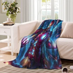 Avengers Iron Man Plaid en Polaire Imprimé 3D Couverture Douce Confortable pour Canapé Lit Bureau