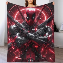 Marvel Deadpool Plaid en Polaire Imprimé 3D Couverture Douce Confortable pour Canapé Lit Bureau