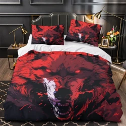 Loup Housse de Couette Imprimée 3D Douce 3 Pièces Literie Garçons Filles