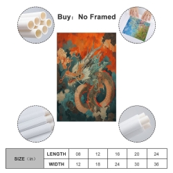 Dragon Peinture sur toile sans cadre, impressions posters art mural pour déco maison chambre bureau
