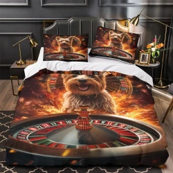 Yorkshire Terrier Housse de Couette Imprimée 3D Douce 3 Pièces Literie Garçons Filles