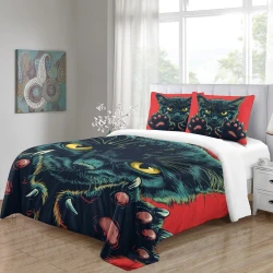 Chat Housse de Couette Imprimée 3D Douce 3 Pièces Literie Garçons Filles