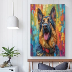 Pastor alemán Perro Pintura en lienzo sin marco, impresiones de pósters arte pared para decoración hogar dormitorio oficina
