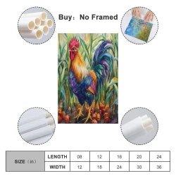 Coq Peinture sur toile sans cadre, impressions posters art mural pour déco maison chambre bureau