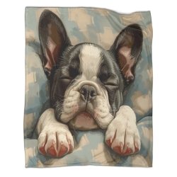 French Bouledogue Plaid en Polaire Imprimé 3D Couverture Douce Confortable pour Canapé Lit Bureau