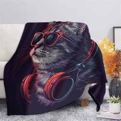 Chat Plaid en Polaire Imprimé 3D Couverture Douce Confortable pour Canapé Lit Bureau