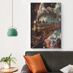 Train à vapeur Peinture sur toile sans cadre, impressions posters art mural pour déco maison chambre bureau